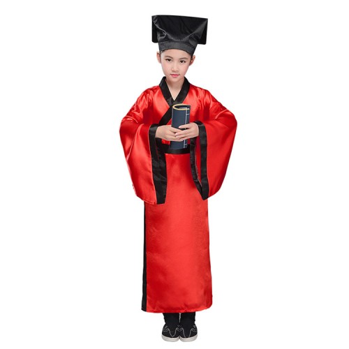 Children Chinese ancient traditional drama cosplay hanfu for boy girls Chinese dresses three characters competition student  school  uniforms 